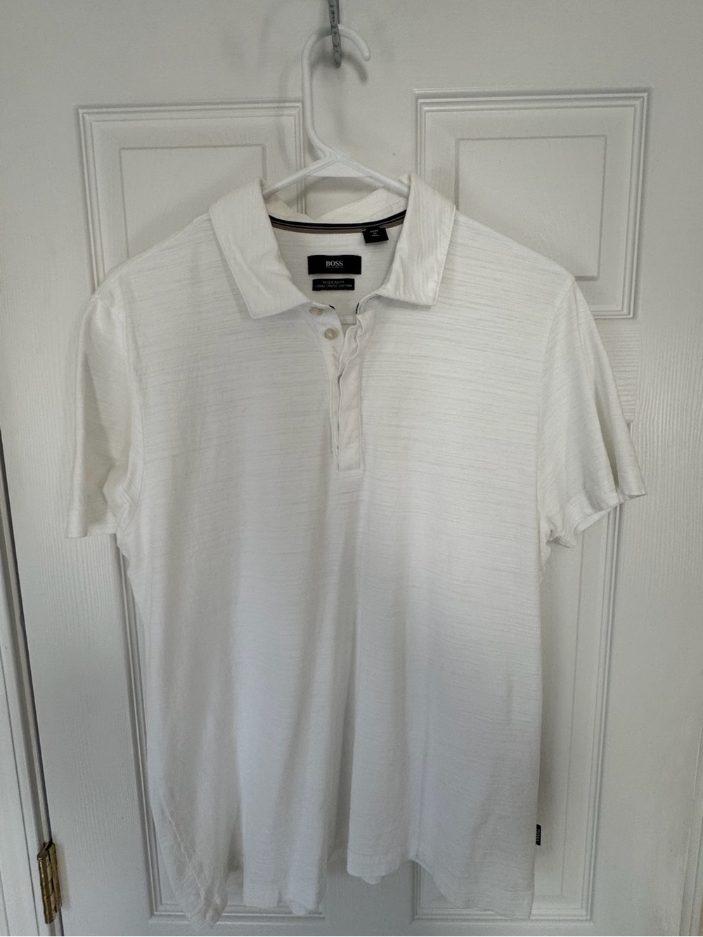 Boss Men's White Textured Polo Shirt